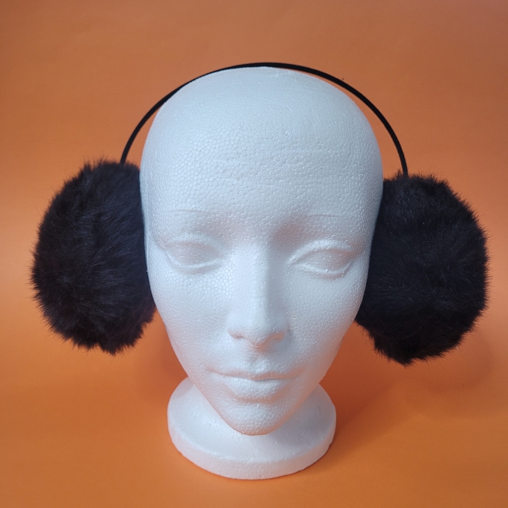 Black faux fur ear muffs